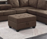Modern Living Room 1pc Storage Ottoman Tufted Top Brown Fabric Upholstery Solid Wood Furniture B011P188456