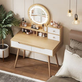 ZNTS Makeup Vanity Desk 3 Adjustable Lighted Mirror solid wood table feet , Dressing Table Set 08035999