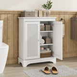 White two door rattan storage cabinet with adjustable partition, medieval modern independent buffet W1706P280678