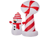 Lollipop Lighthouse Snowman Inflatable 6.3ft, 190D Polyester Christmas Yard Decor with Flashing 63320698