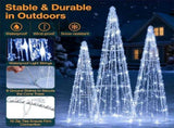 3 Pack Pre-Lit Christmas Cone Tree Set with 90 Warm White LED Lights & Star Beaded Strings, 24141947