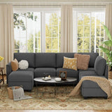 Modern 5-Seater Sectional Sofa with Chaise Lounge, Convertible U Shaped Sofa Couch with Storage, B2716P356022