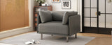 39" Vintage Grey Faux Leather Lounge Chair with Polyester and PU Leather Upholstery, Solid Wood N767P208310D