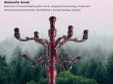 Freestanding Wooden Coat Rack, Vintage Natural Birch Wood Coat Tree with Hooks, Sturdy Hall Tree for 53428397