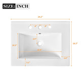 24'' Bathroom Vanity with Ceramic Sink Combo Set, Solid Wood Frame Modern Bathroom Storage N710P195621B