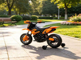 12V Kids Motorcycle 2 x 35W Electric Dirt Bike with Training Wheels Rear Suspension Horn Orange 80029182