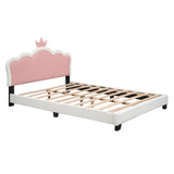 ZNTS Full size Upholstered Princess Bed With Crown Headboard,Full Size Platform Bed with Headboard and N733P180808K