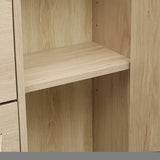 ZNTS Natural Rattan Shoe Cabinet with 4-Tier Shoe Storage Cabinet Wood 4 Door Free Standing Shoe W68856584