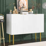 ZNTS TREXM Modern Simple Luxury Style Sideboard Particle Board MDF Board Cabinet with Gold Metal Legs WF295369AAK