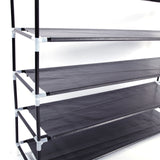 ZNTS Simple Assembly 5 Tiers Non-woven Fabric Shoe Rack with Handle Black 56072092
