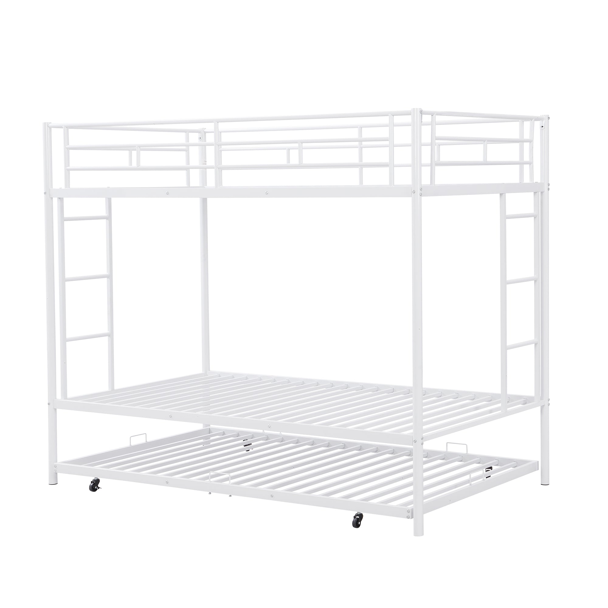 ZNTS Twin over Twin Bunk Bed with Trundle, White WF305833AAK