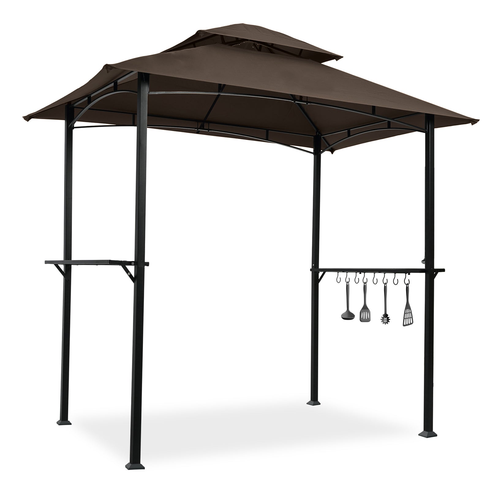 ZNTS Outdoor Grill Gazebo 8 x 5 Ft, Shelter Tent, Double Tier Soft Top Canopy Steel Frame with hook 87754137