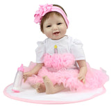 ZNTS Pink Princess Skirt Fashionable Play House Toy Lovely Simulation Baby Doll with Clothes Size 22