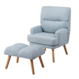 ZNTS Accent Chair with Ottoman Set, Fabric Armchair with Wood Legs and Adjustable Backrest , Mid Century W109563101
