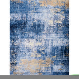 ZNTS ZARA Collection Abstract Design Blue Gold Machine Washable Super Soft Area Rug B03068261