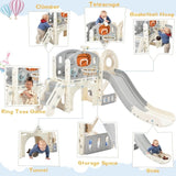 ZNTS Kids Slide Playset Structure, Freestanding Castle Climbing Crawling Playhouse with Slide, Arch PP300683AAE