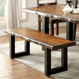 ZNTS Tobacco Oak Finish Solid wood Industrial Style Kitchen 1pc Bench Dining Room Furniture U-shaped Legs B011P148641