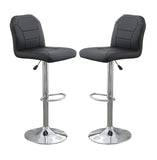 ZNTS Adjustable stool Chair Black Faux Leather Clean Lines Seat Chrome Base Modern Set of 2 Chairs / B011P151351