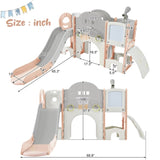 ZNTS Kids Slide Playset Structure 9 in 1, Freestanding Spaceship Set with Slide, Arch Tunnel, Ring Toss, PP319755AAH