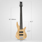 ZNTS Full Size GIB 6 String H-H Pickup Electric Bass Guitar Bag Strap Pick 98853005