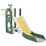 ZNTS Kids Slide Playset Structure 5 in 1, Freestanding Spaceship Set with Slide, Telescope and Basketball PP321358AAL