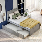 ZNTS Platform Bed with Twin Size Trundle, Twin Size Frame, Gray WF194473AAE