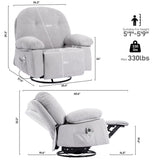ZNTS Modern Chenille Recliner Chairs Swivel Massage Rocker Recliner with Heat W1692P154175