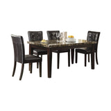 ZNTS Espresso Finish Casual 1pc Dining Table Faux Marble Top Transitional Dining Room Furniture B01146563