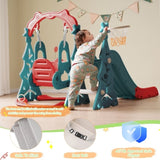 ZNTS Toddler Slide and Swing Set 3 in 1, Kids Playground Climber Swing Playset with Basketball Hoops PP322877AAJ