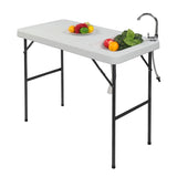 ZNTS Folding Portable Fish Fillet & Hunting & Cutting Table with Sink Faucet 08732906