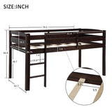 ZNTS Twin Wood Loft Bed Low Loft Beds with Ladder,Twin,Espresso WF286816AAP