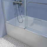 ZNTS 56 to 60in. W x 65'' H Frameless Double Sliding Tub Door, Bypass Tub Door Clear Glass Soft Closing W1573126516
