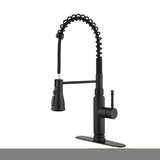 ZNTS Kitchen Faucets Commercial Single Handle Single Lever Pull Down Sprayer Spring Kitchen Sink Faucet TH94027MB02-8