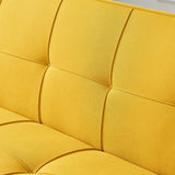 ZNTS Yellow Linen Sofa Bed, Convertible Sleeper Sofa with Arms, Solid Wood Feet and Plastic Centre Legs 69883148