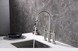 ZNTS Bridge Kitchen Faucet with Pull-Down Sprayhead in Spot W92850255