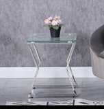 ZNTS Stainless Steel End Table Silver Glass Table for Living Room W158980674