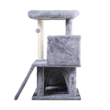 ZNTS Double-layer cat Tree with cat house and ladder - light gray W104160770