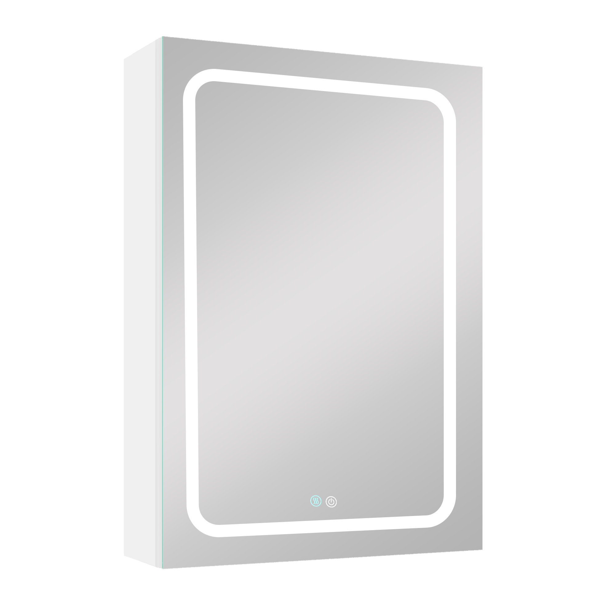 ZNTS 30x20 inch LED Bathroom Medicine Cabinet Surface Mounted Cabinets With Lighted Mirror White Left W995107195