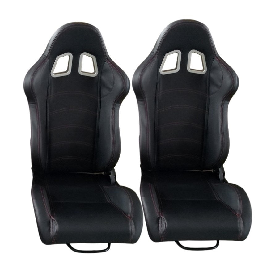ZNTS A Pair Of PVC Single Adjuster Double Track Racing Seats Black 30857642