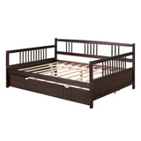 ZNTS Full Size Daybed Wood Bed with Twin Size Trundle,Espresso WF295131AAP