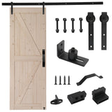 ZNTS 5.5 FT Sliding Barn Door Hardware Kit Slide Smoothly Quietly,Easy Install with Soft Close Black 18413289