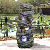 ZNTS 40inches High Stacked Simulated Rock Water Fountain with LED Lights 50587180