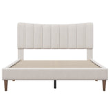 ZNTS Upholstered Platform Bed Frame with Vertical Channel Tufted Headboard, No Box Spring Needed, WF293440AAC