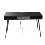 ZNTS Mid Century Desk with USB Ports and Power Outlet, Modern Writing Study Desk with Drawers, W87649728