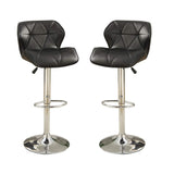 ZNTS Modern Kitchen Island Stools Black Faux Leather Stool Counter Chairs Set of 2 Adjustable B01149736