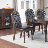 ZNTS Majestic Formal Set of 2 Side Chairs Brown Finish Rubberwood Dining Room Furniture Intricate Design B011138659