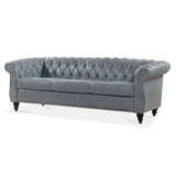 ZNTS 84.65" Rolled Arm Chesterfield 3 Seater Sofa. W68061169