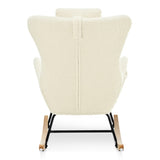 ZNTS Rocking Chair Nursery, Teddy Upholstered Rocker Glider Chair with High Backrest, Adjustable Headrest W680127248