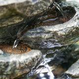 ZNTS 9x5x14" Indoor Gray Stone-Look Water Fountain, 7-tier Polyresin Cascading Rock Tabletop Fountain W2078124472