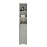 ZNTS Tall Bathroom Cabinet, Freestanding Storage Cabinet with Drawer, MDF Board, Adjustable Shelf, Grey WF289423AAG